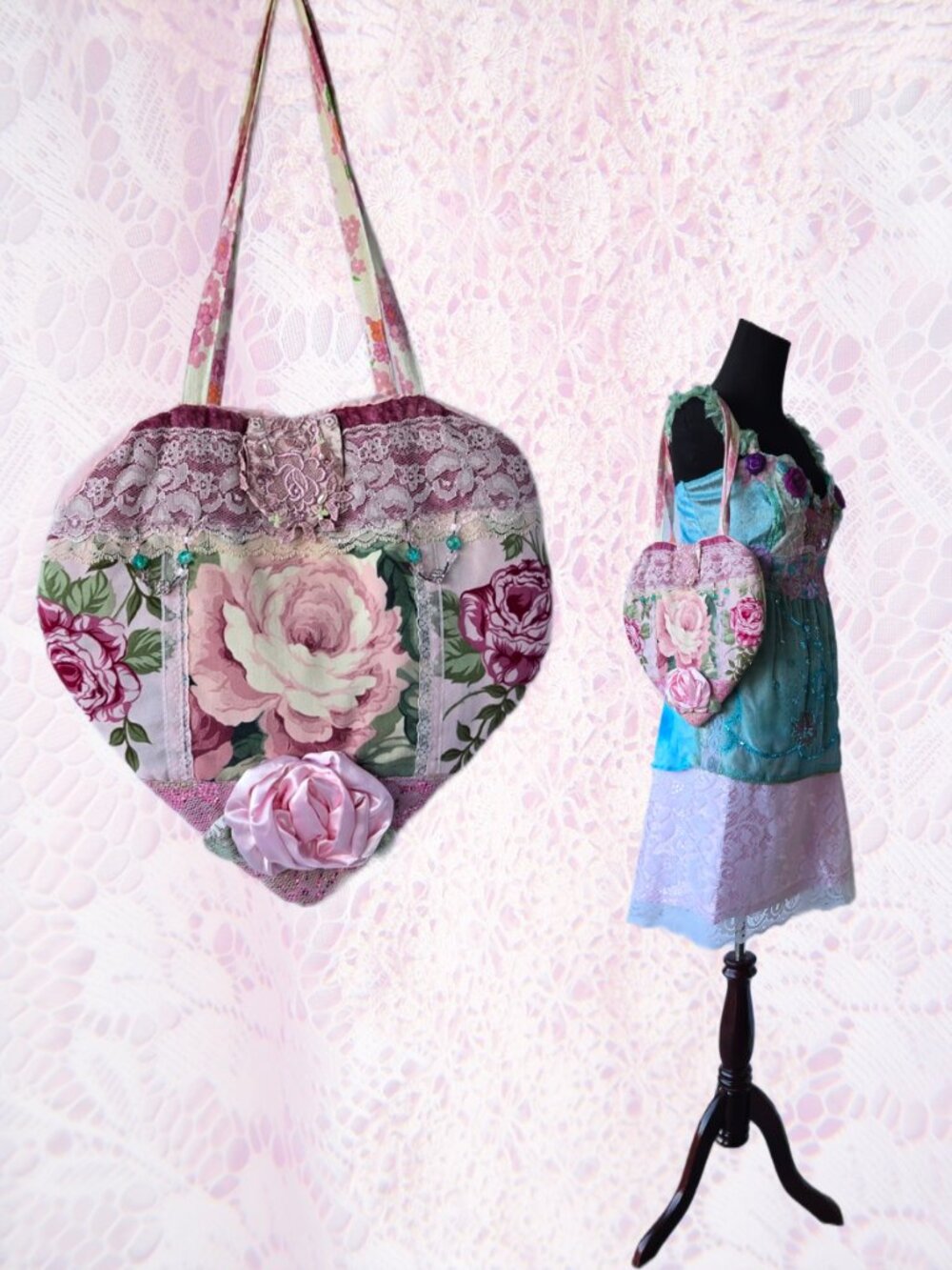 Handmade Heart Shaped Shoulder Bag Coquette Balletcore